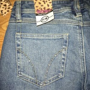 NWT Vintage New XOXO Sz 7/8 Bootcut Jeans w/ Rhinestones 90s Y2K